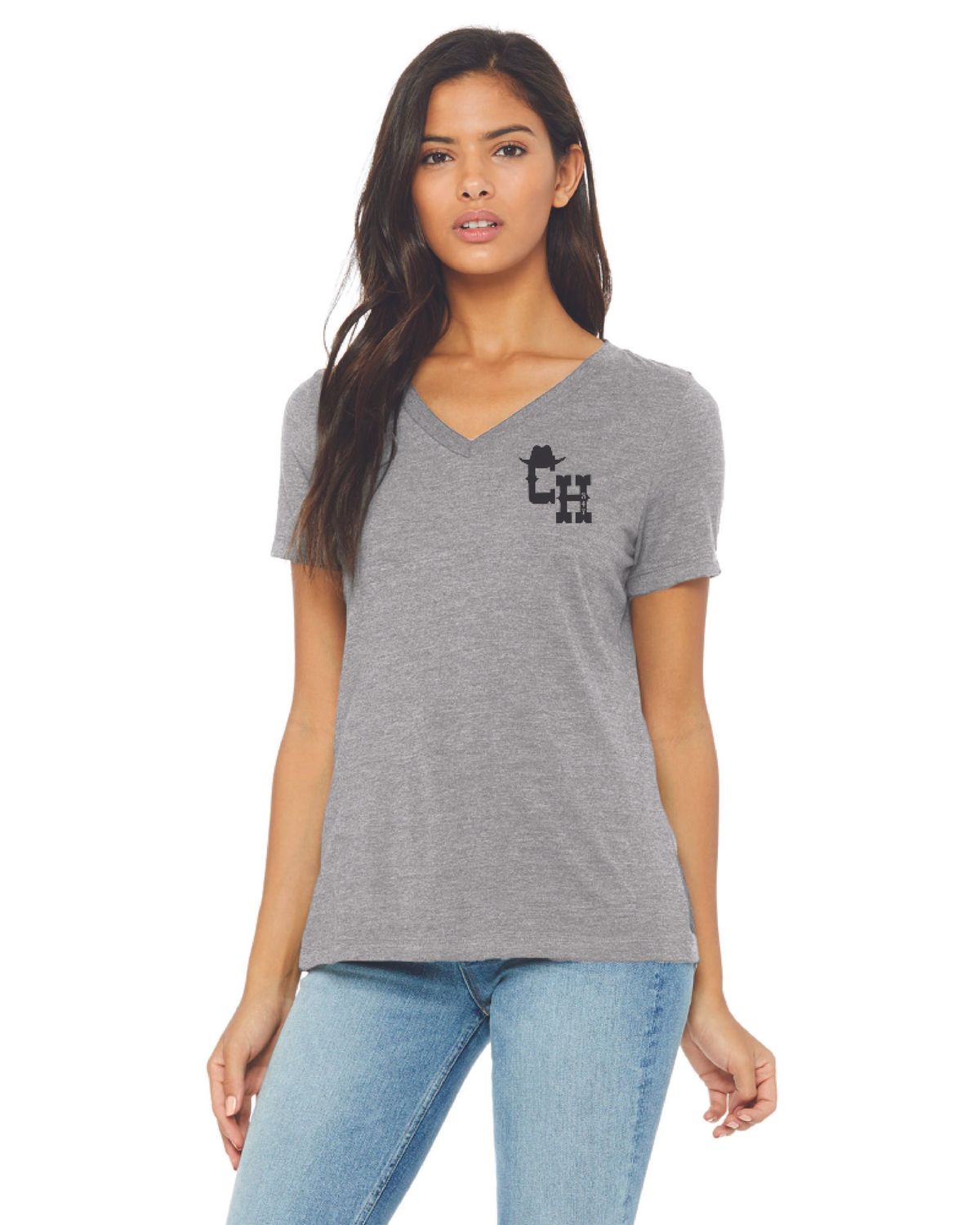 Floof Ninja Ladies V-Neck Relaxed Fit Cotton T-shirt - Grey Floof Ninja Ladies V-Neck Relaxed Fit Cotton T-shirt - Grey, Size: Small