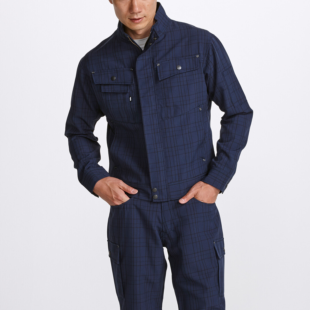 7560-124 Checked Long Sleeve Blouson Jacket