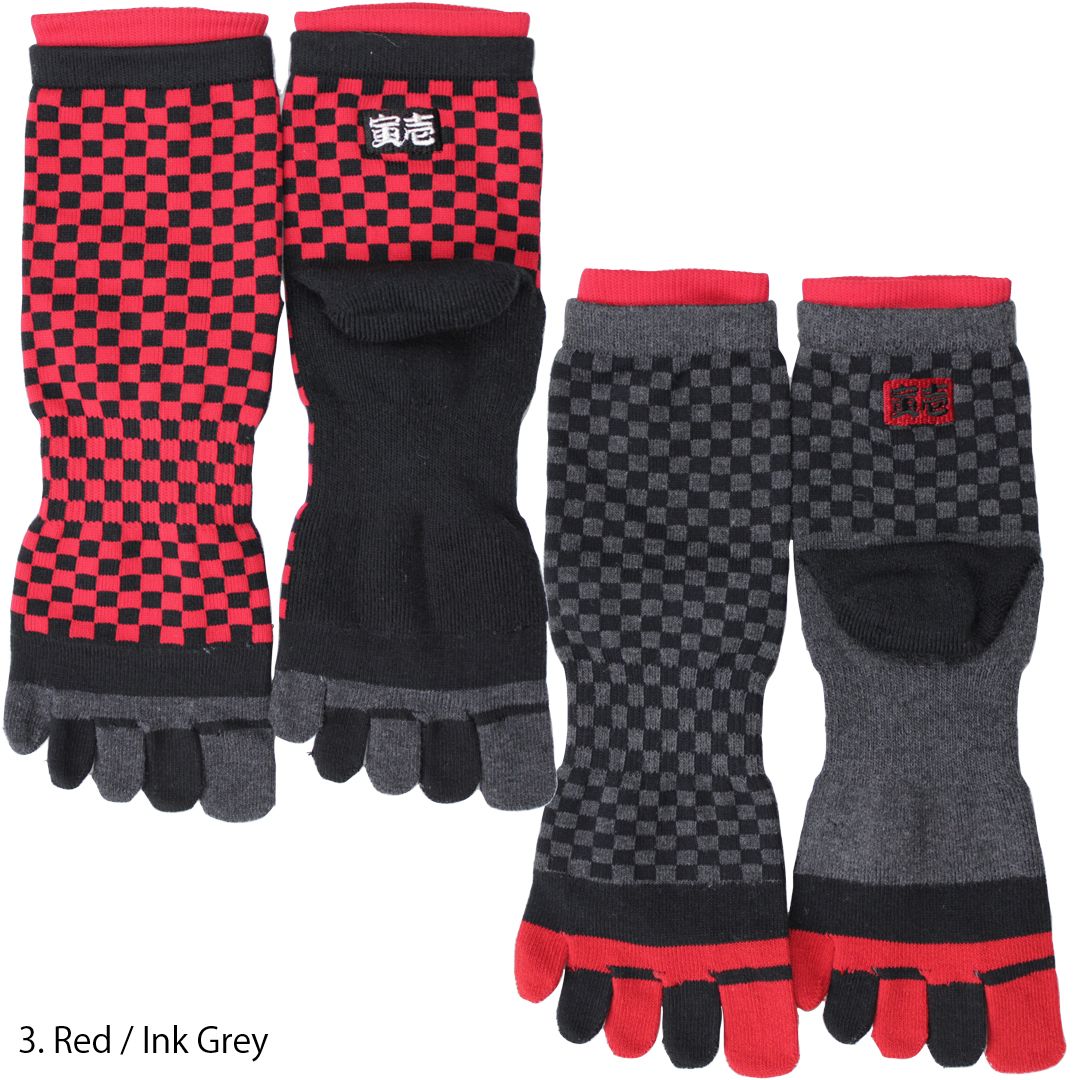 ウェア STREET SOCKS 0102-909 5-toe Socks (Checkered Pattern) – Set of 8 Pairs