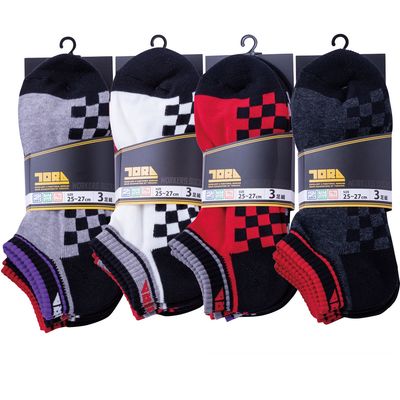 0105-909 Round-toe Socks (Checkered Pattern) – Set of 12 Pairs