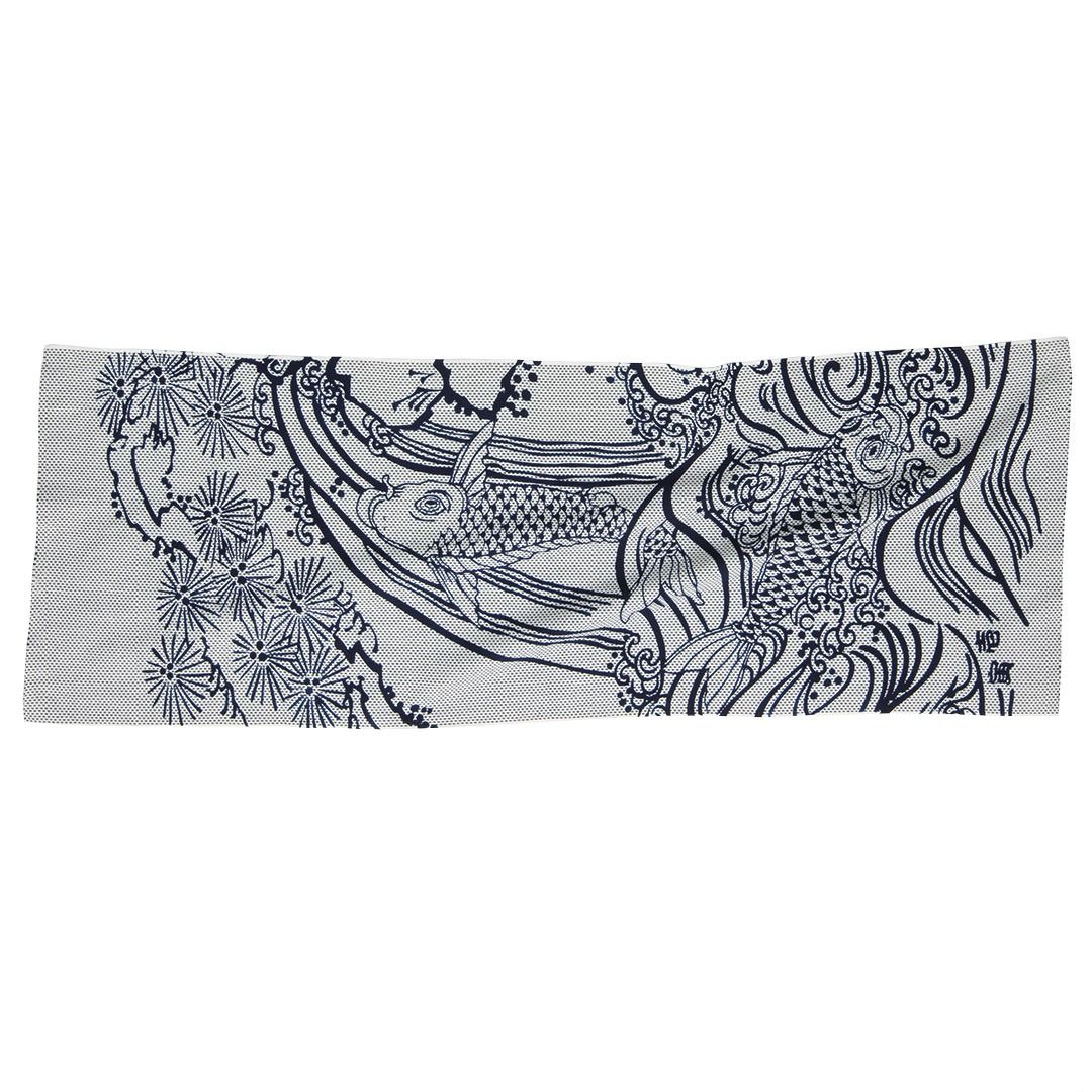 9213-962 Sashiko Tenugui - Chusen Dyed (Koi Pattern)