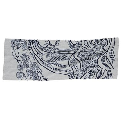 9213-962 Sashiko Tenugui - Chusen Dyed (Koi Pattern)