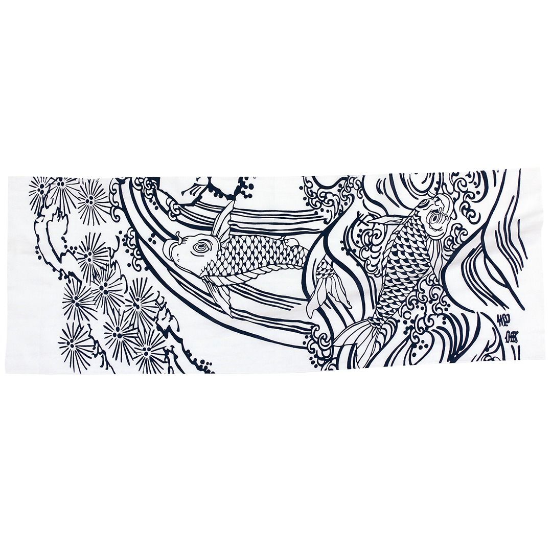 9219-962 Toraichi Tenugui – Chusen Dyed, Koi Fish Pattern