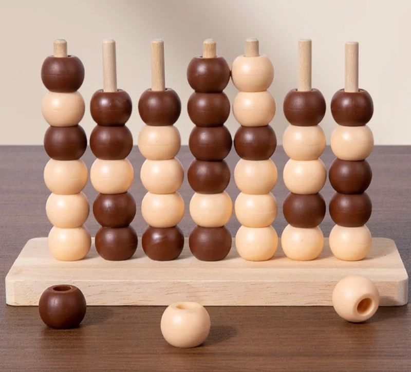 Wooden 42-piece Four Connect Chess (4-in-a-Row Game)