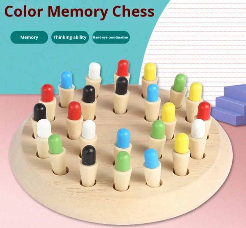 Wooden Colour Memory Chess Game