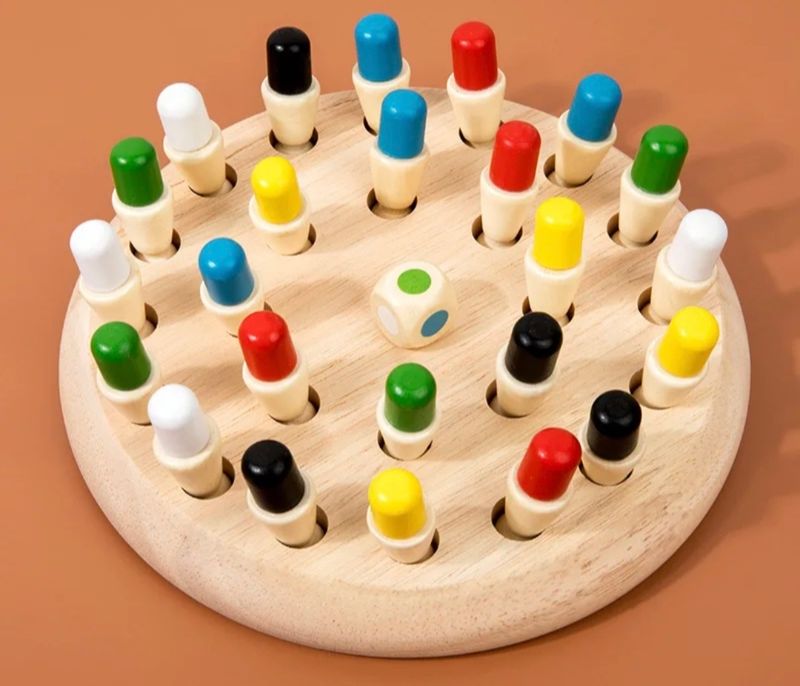 Wooden Colour Memory Chess Game