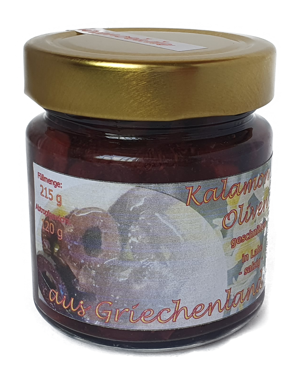 Kalamon Oliven in Scheiben geschnitten in Lake