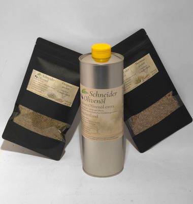 Mediterranes Kräuter- und Olivenöl-Set mit 1 Liter Olivenöl