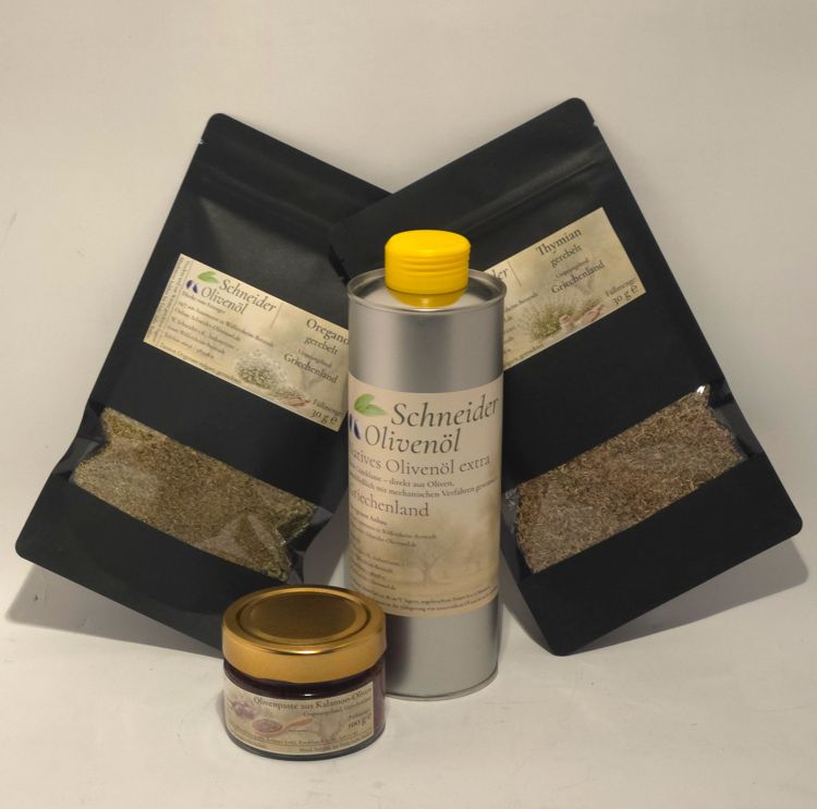 Mediterranes Genuss-Set mit 0,5 Liter Olivenöl