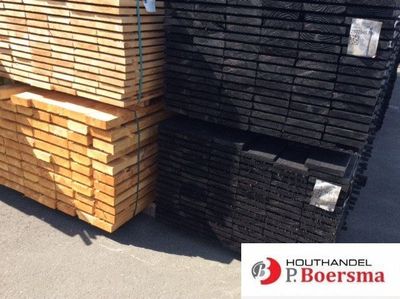 Potdekselplank - Douglas - goedkoop - zwart geimpregneerd Potdekselplank - Douglas - goedkoop - zwart geimpregneerd