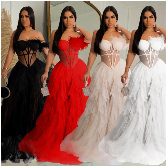 Off Shoulder Strapless Corset Maxi Dress