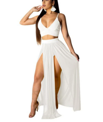 Crop Top High Side Split &amp; Romper Skirt.