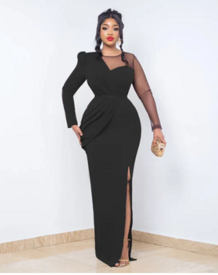 ​Slim Mesh Long Sleeve Dress