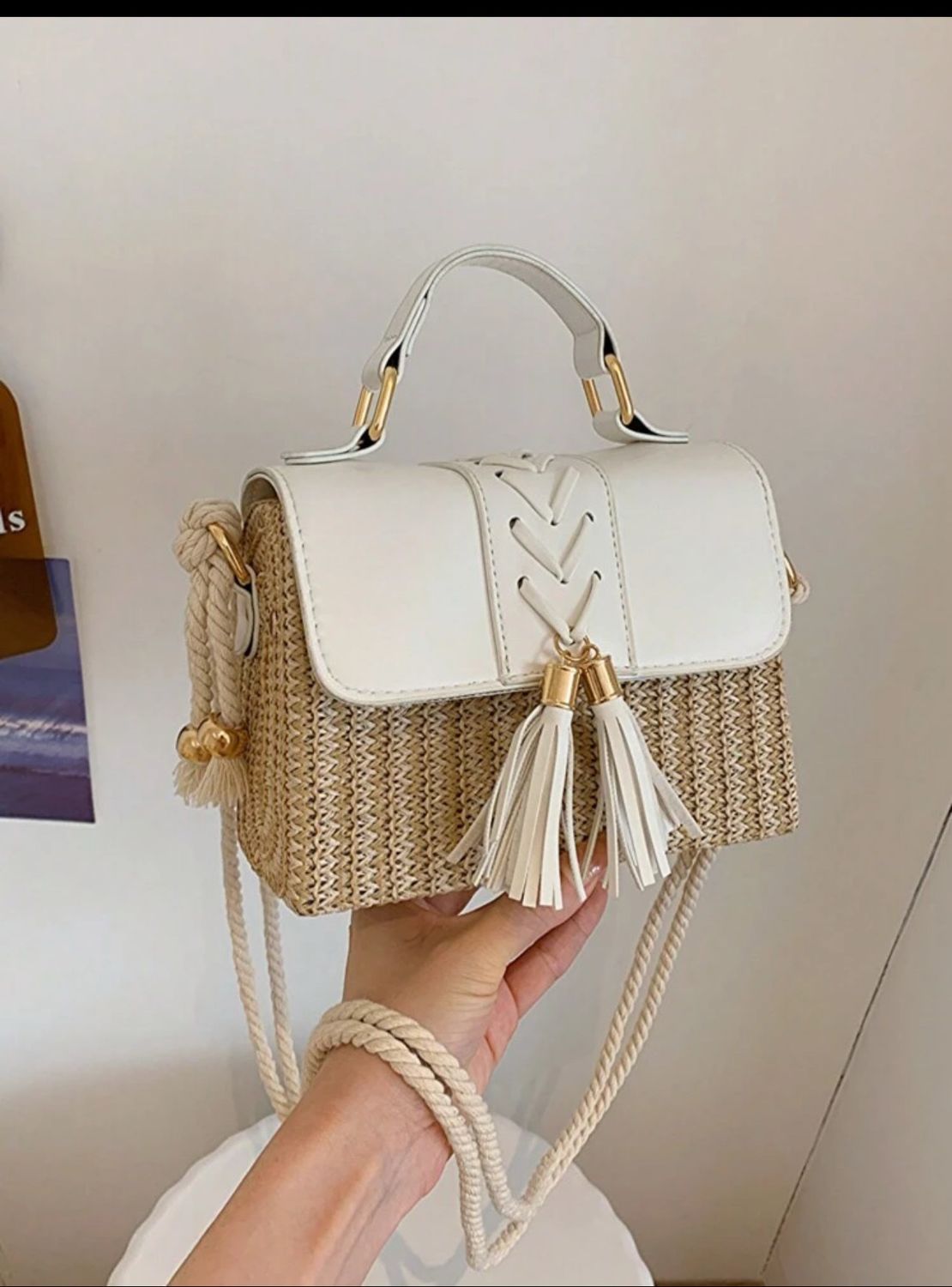 Tropiscape Tassel Woven Box Handbag