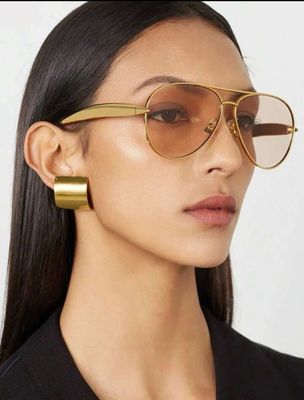 1pc Large Frame Double Beam Metal Fashion Glasses