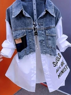 Letter Plain Casual Button Front Pocket Button Shirt
