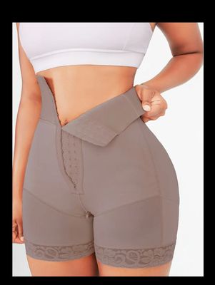 1pc Rose Brown High-Waisted Faja Elastic Body Shaper Shorts