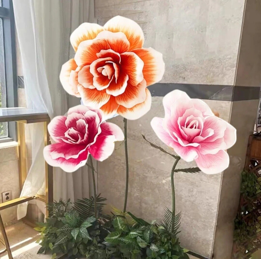 Set of  3 Pink Roses