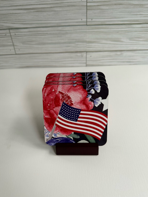 American Flag Coaster Set