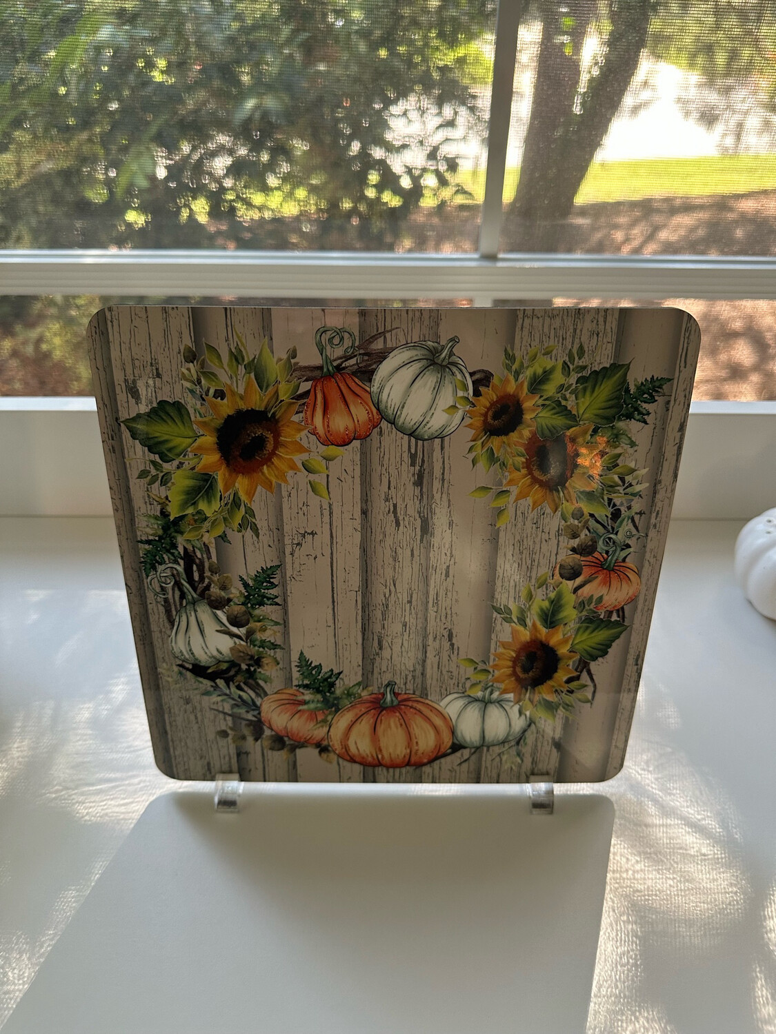 Pumpkin Wreath Hot Pad or Decorative Photo