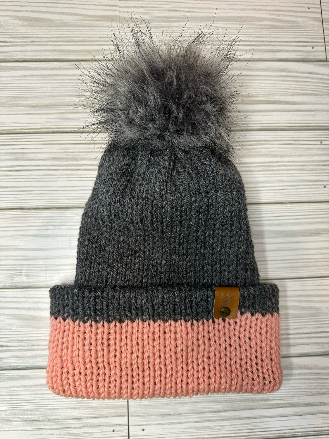Peach And Gray Beanie