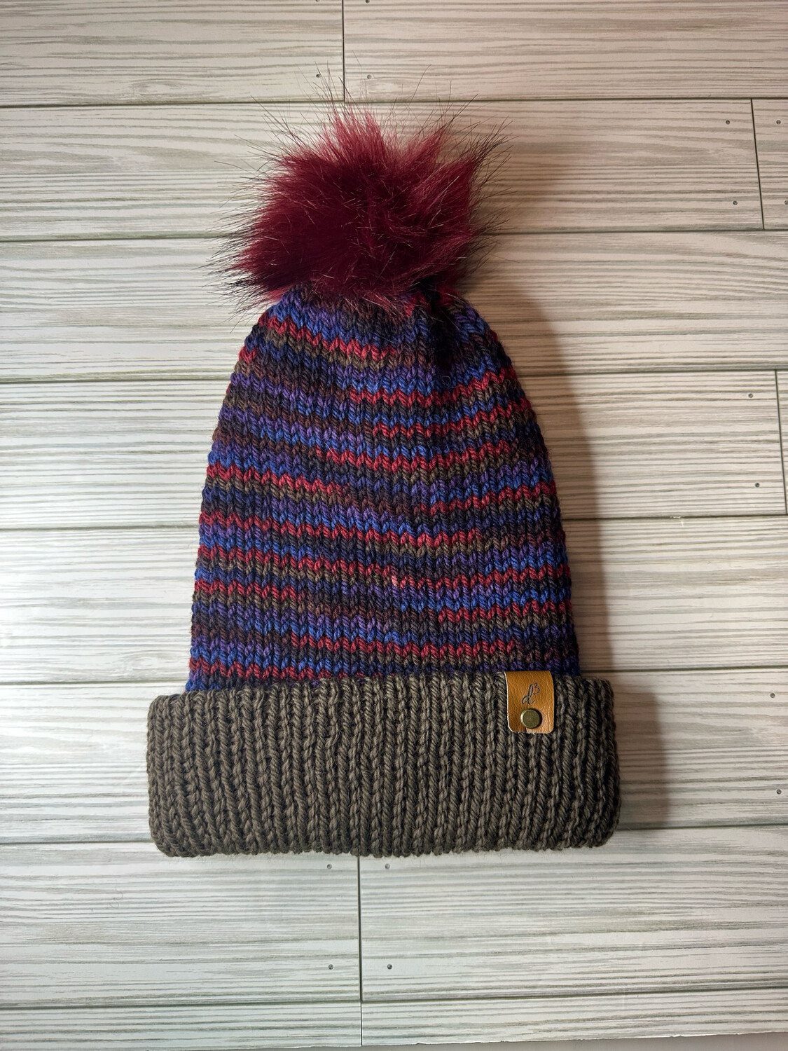 Brown And Burgundy Beanie