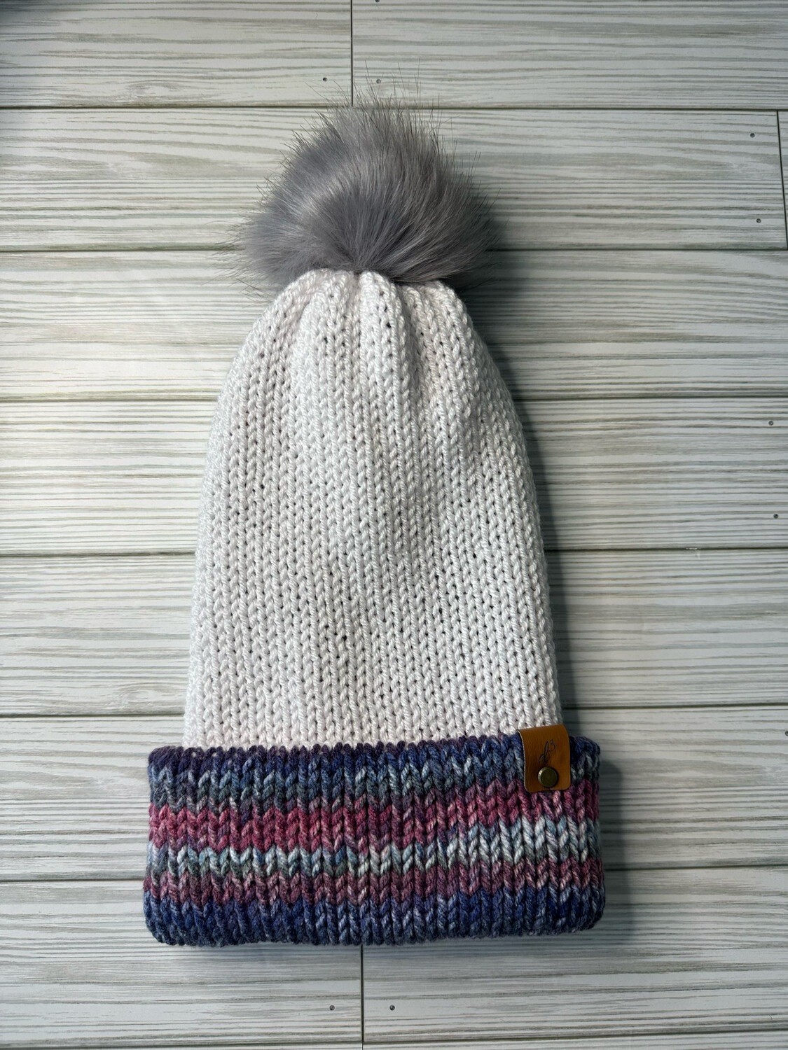 Cream And Denim Blue Beanie