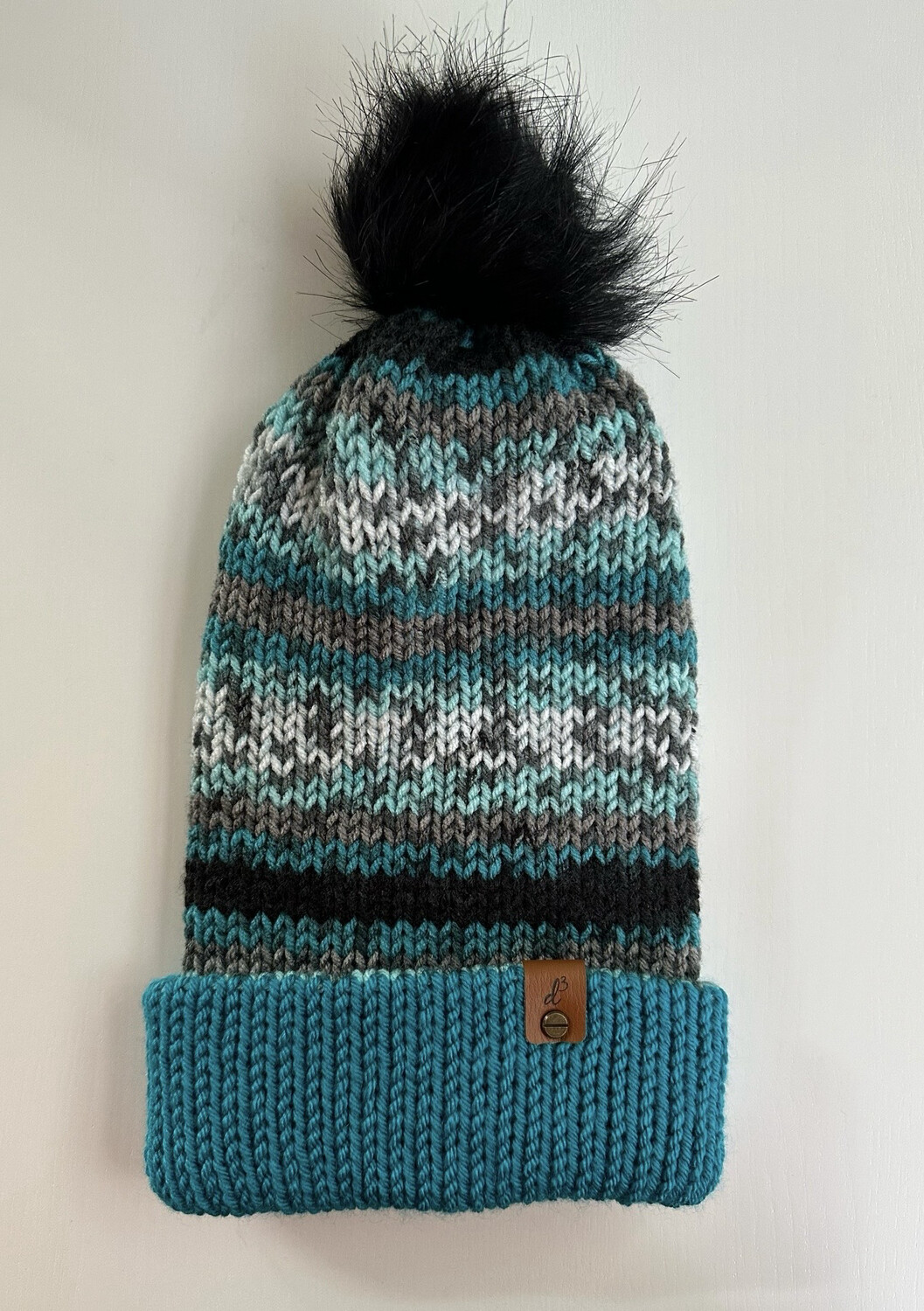 Teal and Black Beanie