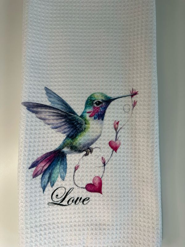 Hummingbird Heart Hand Towel