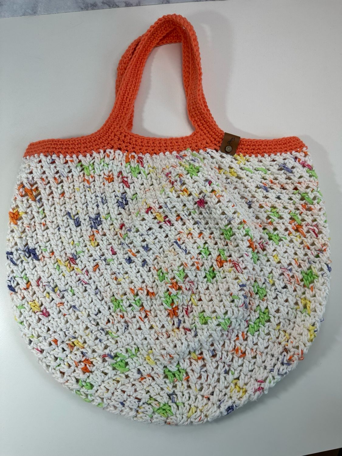 Handmade Market Tote Orange And White