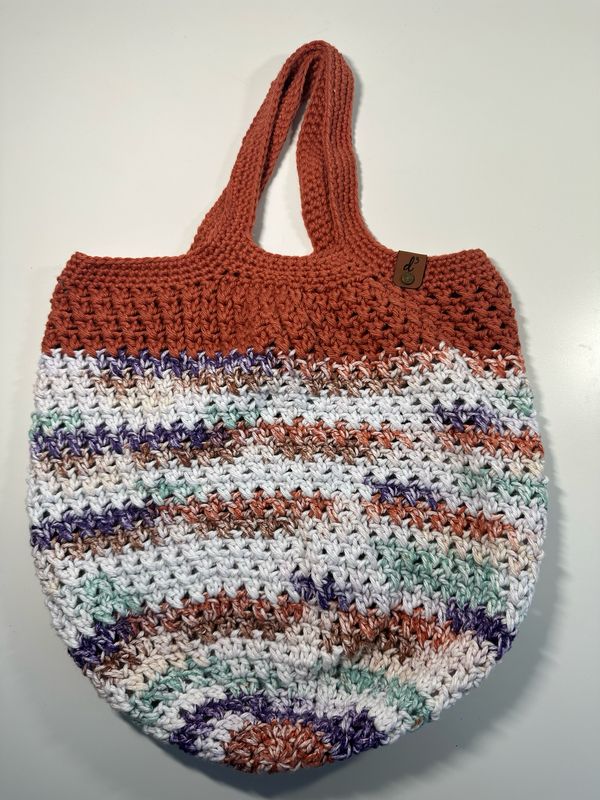Handmade Small Market Tote Rust And Cream