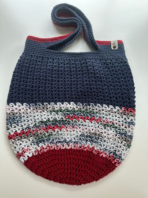 Handmade Market Tote - Red, Navy And Multi