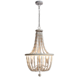 Beaded chandelier, white washed