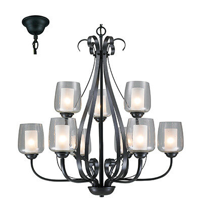 Chandelier Black E27 9x40w