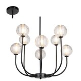 8LT Chandelier Metal &amp; Glass Matt Black