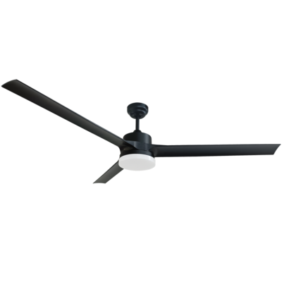 3 blade ceiling fan 1500mm D, black, includes light