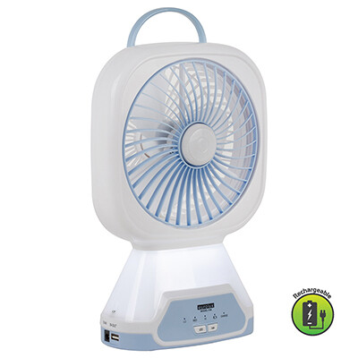 Rechargeable Portable Mini Fan with LED Emergency Light &amp; USB Input