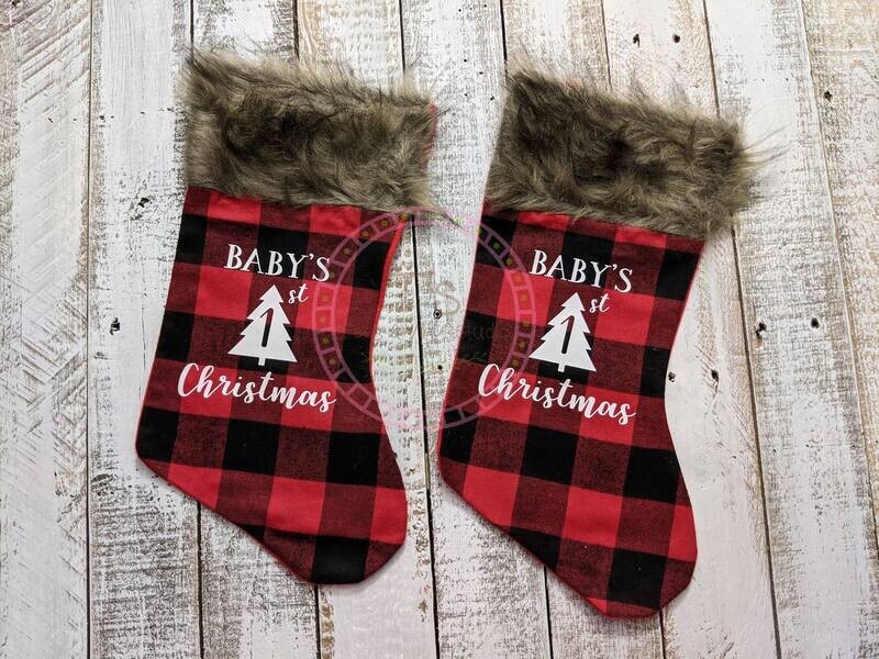 Buffalo Plaid Baby's 1st Christmas Stocking
