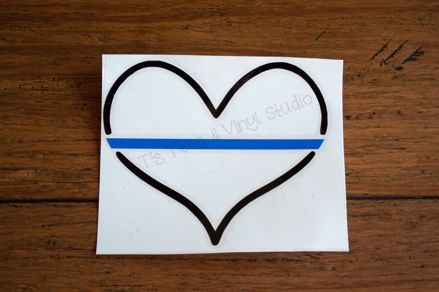 Heart Blue Line Police Car Decal