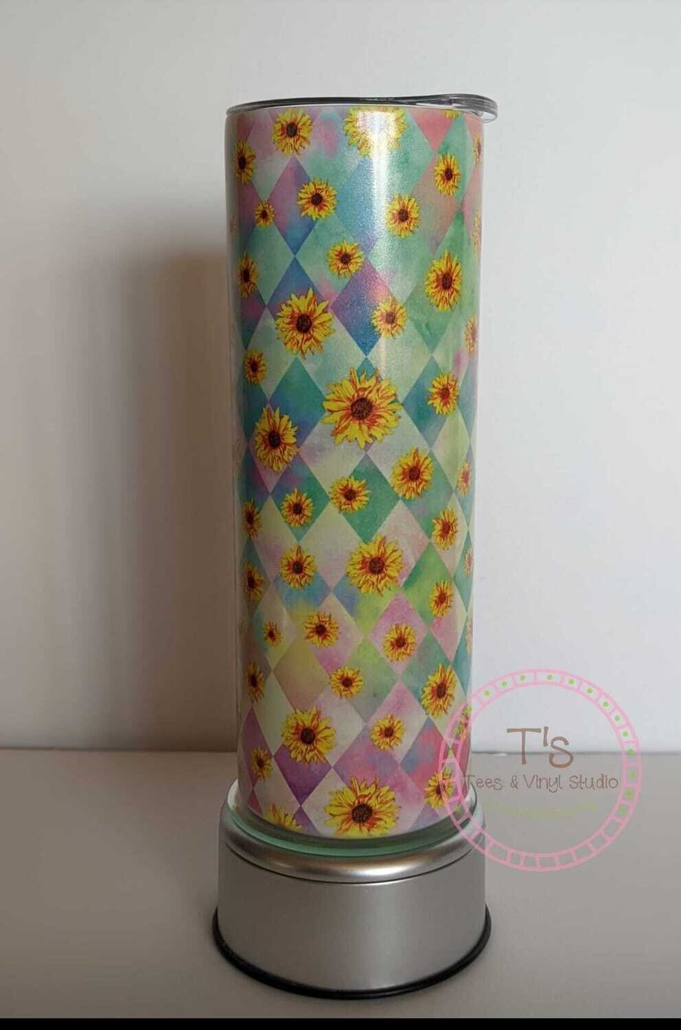 Glow In The Dark/UV Color Changing Pastel Sunflower Tumbler