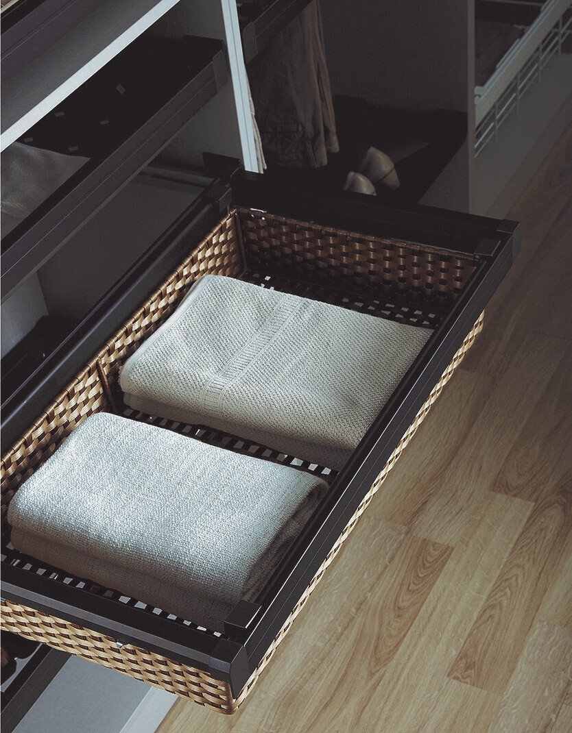 Wardrobe Fitting - Rattan Style Pull Out Basket