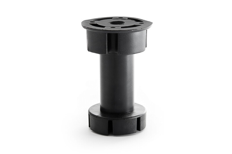 Adjustable cabinet leg in black – height range 90–130mm