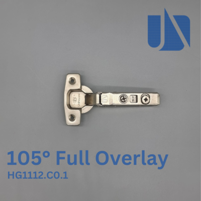 Unihopper 105° Full Overlay. Soft Close Clip on 3D Safety Hinge  (plate sold separately)