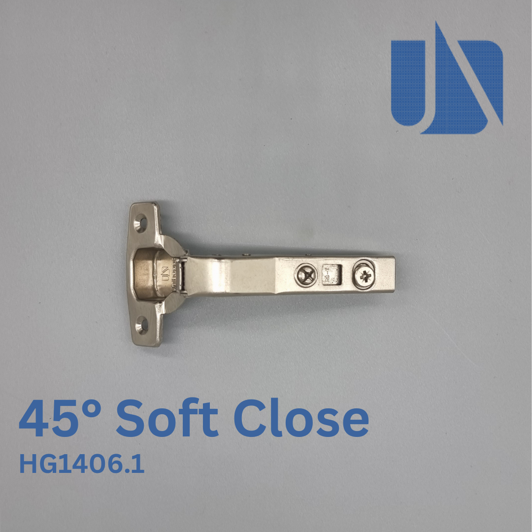 Unihopper 45°.
Soft Close Clip on 3D Safety Hinge 
(plate sold separately)