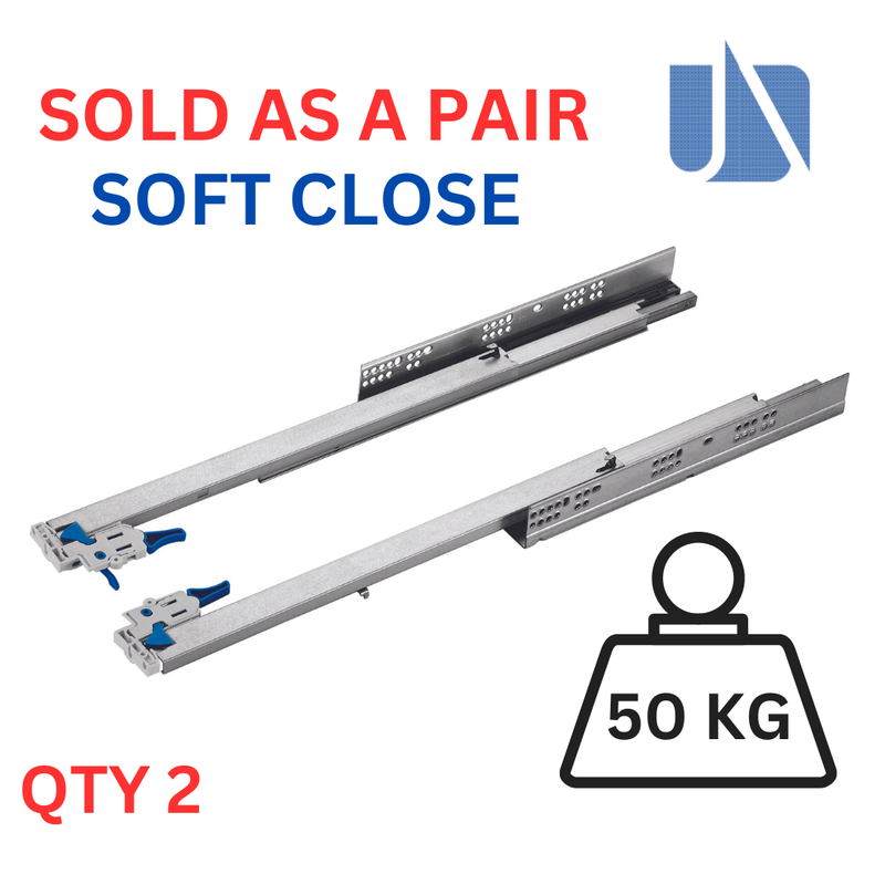 50KG Heavy Duty Full Extension SC Undermount Runners with 3D Clips