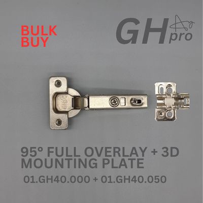 Bulk Offer  - GH-Pro 95° Full Overlay. Soft Close Clip on 3D Hinge + 3D Plate