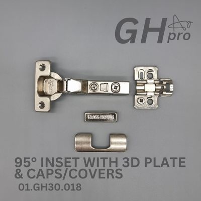 GH-Pro 95° Inset. Soft Close Clip on 3D Hinge with 3D Mounting Plate
