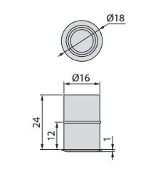 Neonlynx12 Anodised aluminium spotlight, 18mm dia matt finish (12V, 1,2W, 1.25m range)