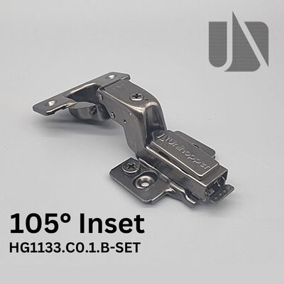 Unihopper Hutton Jet Black - 105° Inset Adjustable Soft-Close Hinge + 3D Plate Kit