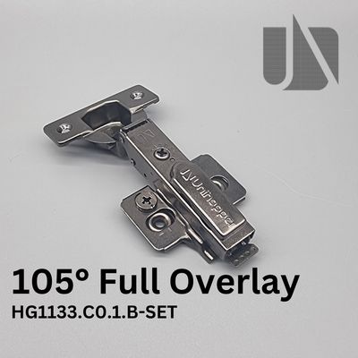 Unihopper Hutton Jet Black - 105° Full Overlay Adjustable Soft-Close Hinge  + 3D Plate Kit